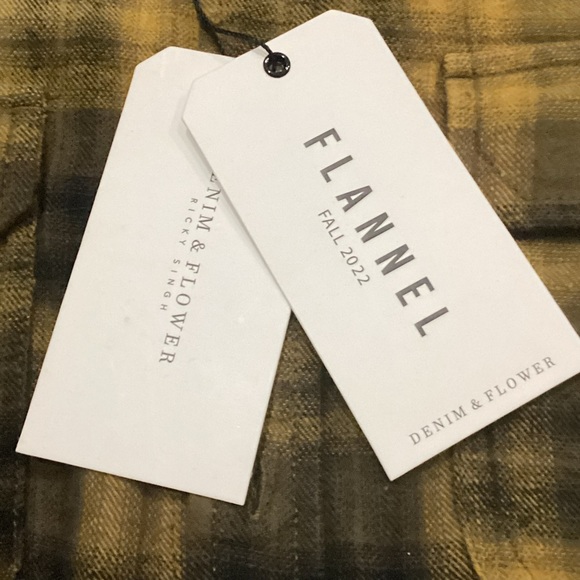 DENIM & FLOWER Flannel $59 NWT Button Up Shirt Burnt Yellow Wu Tang Snoop Dog - Picture 5 of 10